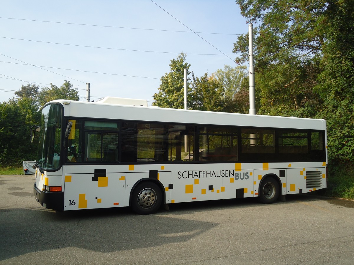 (156'054) - SB Schaffhausen - Nr. 16/SH 54'316 - Volvo/Hess (ex ASPL Losone; ex LVB Lenk; ex RTB Altsttten Nr. 12) am 25. September 2011 in Schaffhausen, Busdepot VBSH