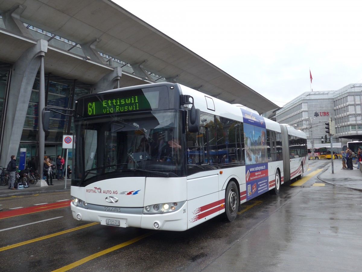 (156'080) - ARAG Ruswil - Nr. 26/LU 121'413 - Solaris am 25. Oktober 2014 beim Bahnhof Luzern