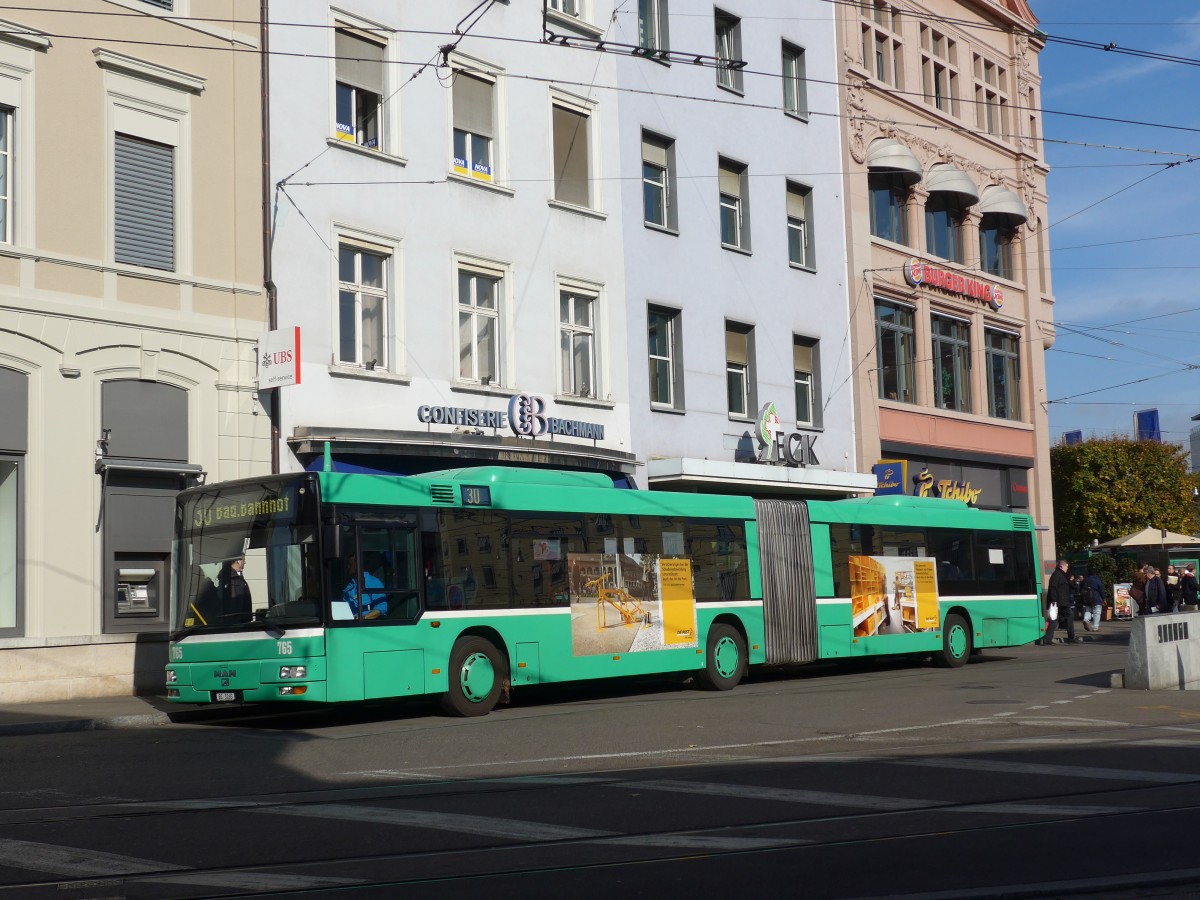 (156'148) - BVB Basel - Nr. 765/BS 3265 - MAN am 27. Oktober 2014 beim Bahnhof Basel