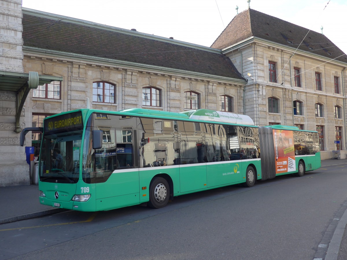 (156'152) - BVB Basel - Nr. 709/BS 6668 - Mercedes am 27. Oktober 2014 beim Bahnhof Basel