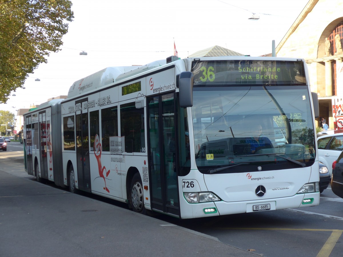 (156'166) - BVB Basel - Nr. 726/BS 6685 - Mercedes am 27. Oktober 2014 in Basel, Badischer Bahnhof