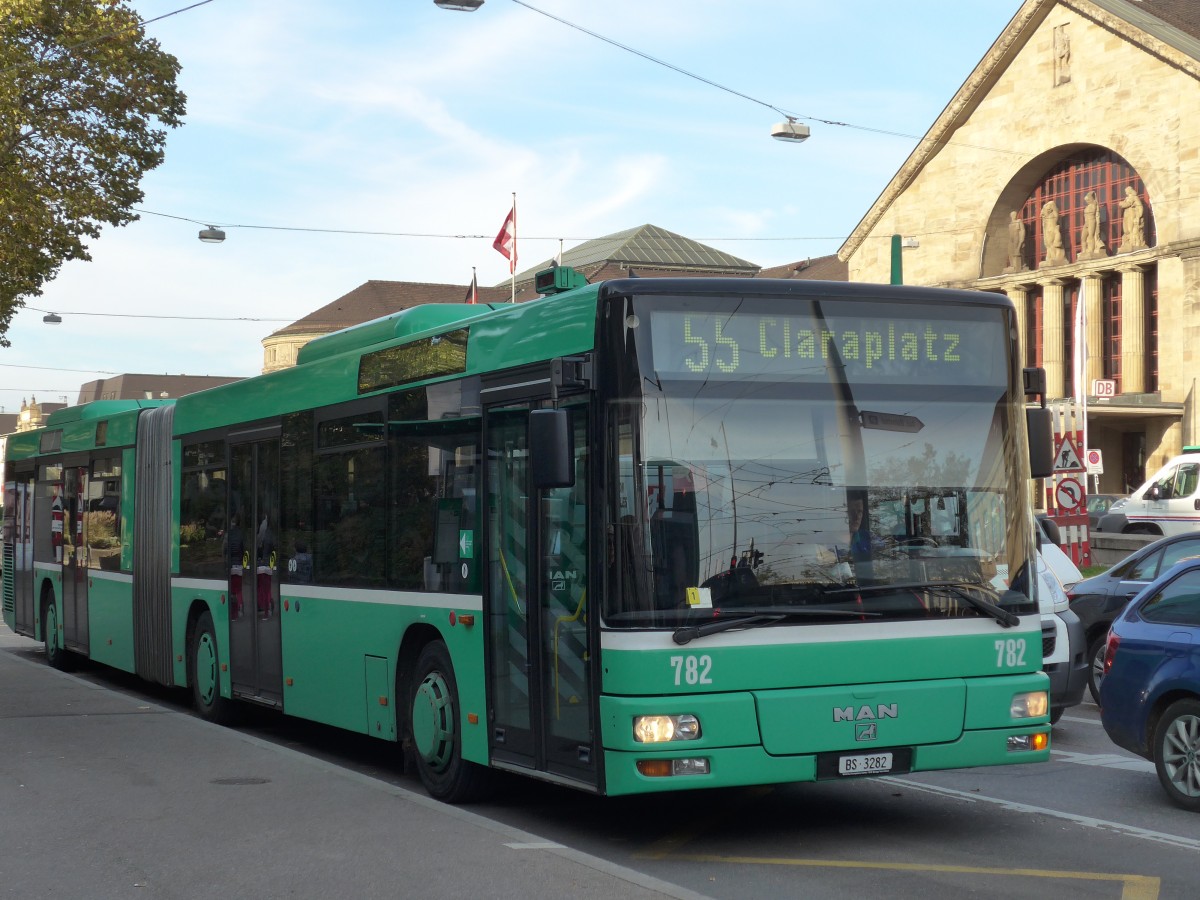 (156'168) - BVB Basel - Nr. 782/BS 3282 - MAN am 27. Oktober 2014 in Basel, Badischer Bahnhof