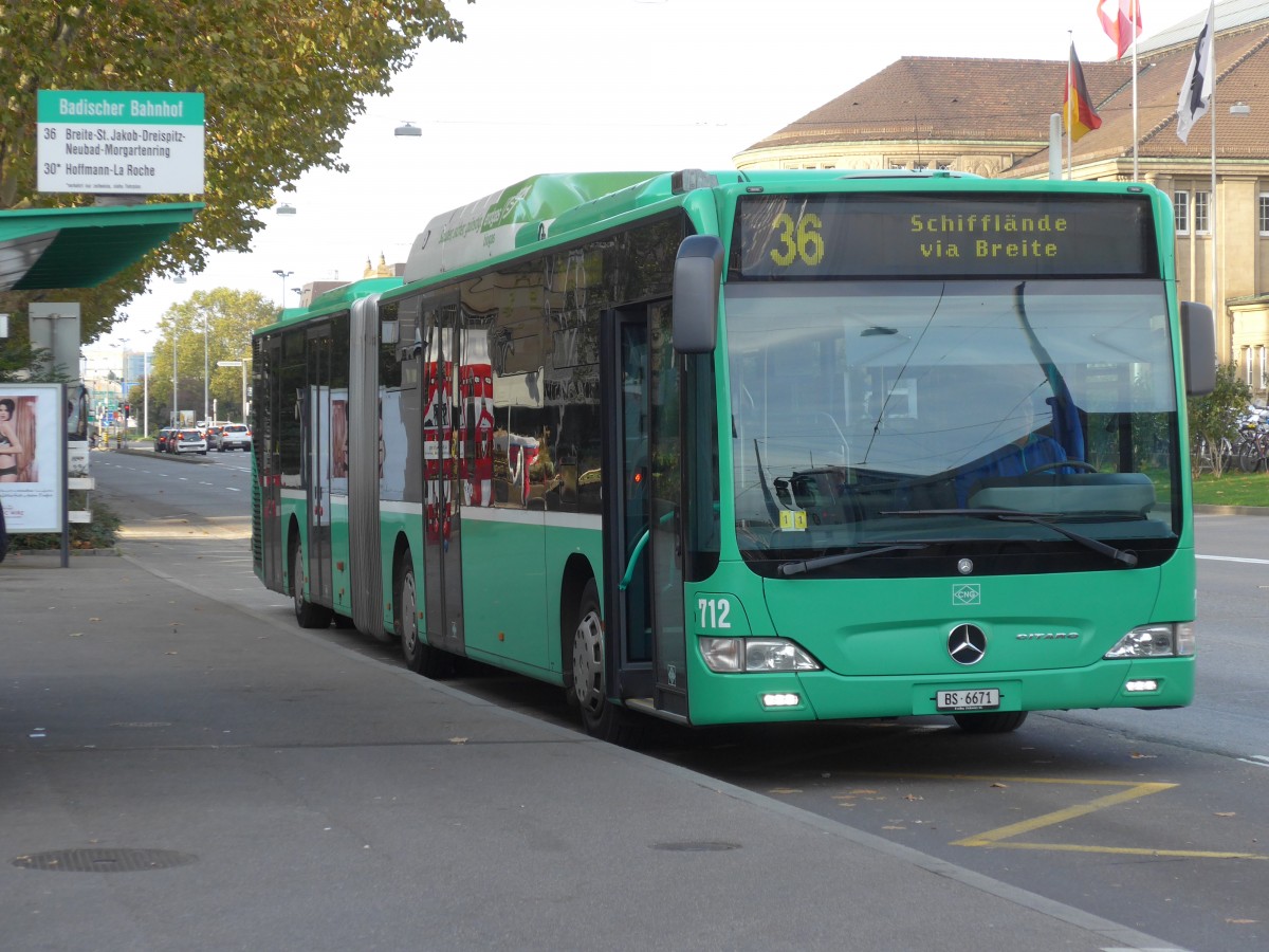 (156'172) - BVB Basel - Nr. 712/BS 6671 - Mercedes am 27. Oktober 2014 in Basel, Badischer Bahnhof