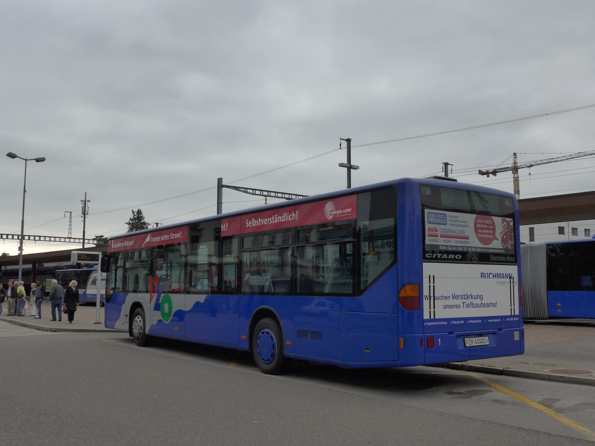 (156'206) - VZO Grningen - Nr. 1/ZH 41'401 - Mercedes am 28. Oktober 2014 beim Bahnhof Wetzikon