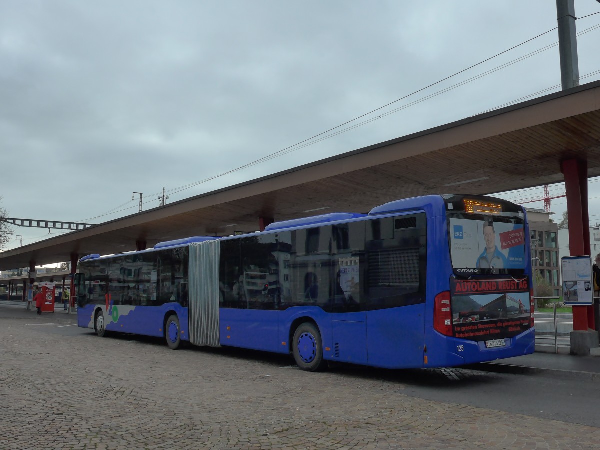 (156'210) - VZO Grningen - Nr. 125/ZH 873'125 - Mercedes am 28. Oktober 2014 beim Bahnhof Wetzikon