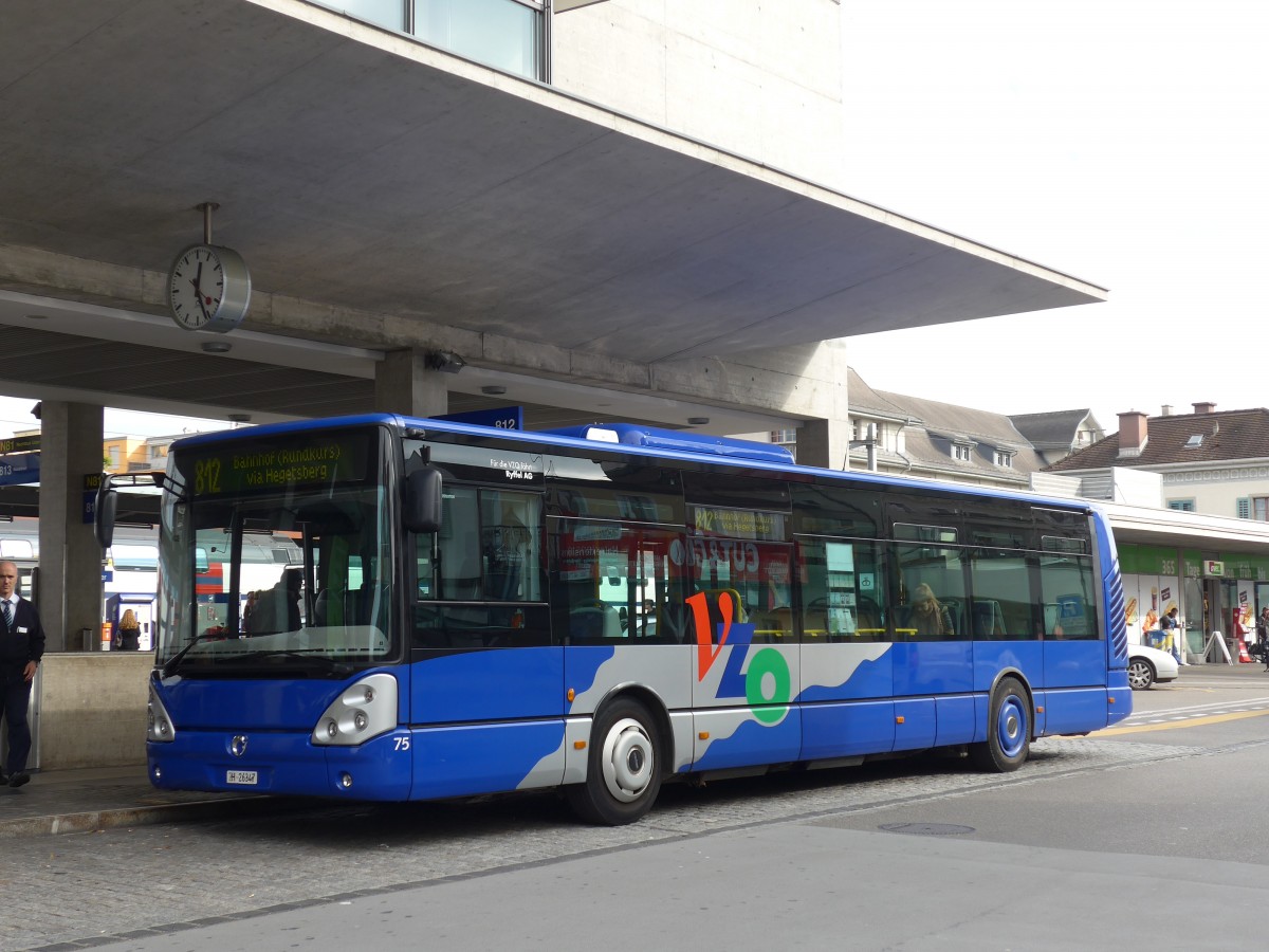 (156'238) - Ryffel, Uster - Nr. 75/ZH 26'347 - Irisbus am 28. Oktober 2014 beim Bahnhof Uster
