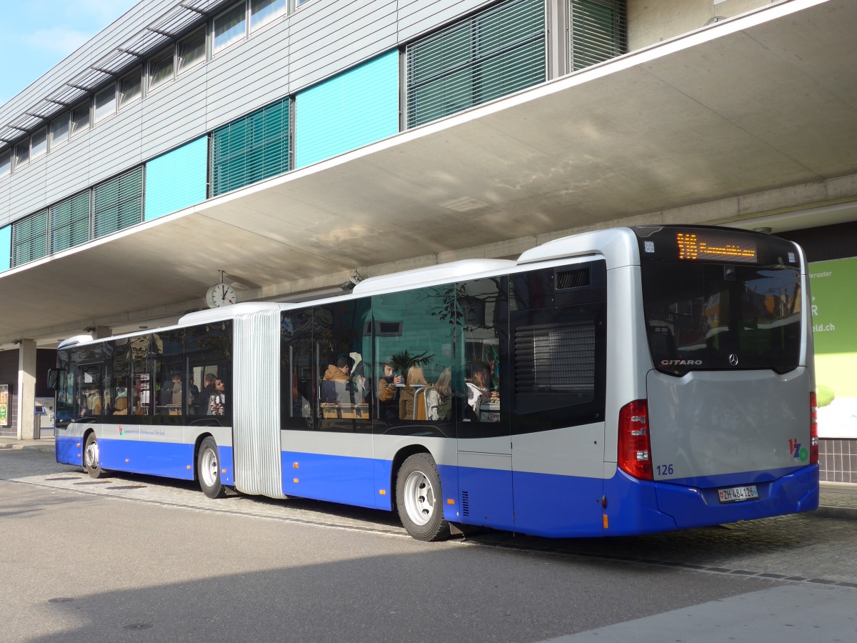 (156'254) - VZO Grningen - Nr. 126/ZH 484'126 - Mercedes am 28. Oktober 2014 beim Bahnhof Uster