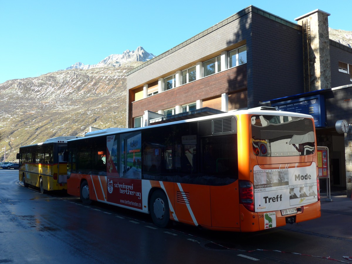 (156'352) - AAGU Altdorf - Nr. 58/UR 9348 - Setra am 31. Oktober 2014 beim Bahnhof Andermatt