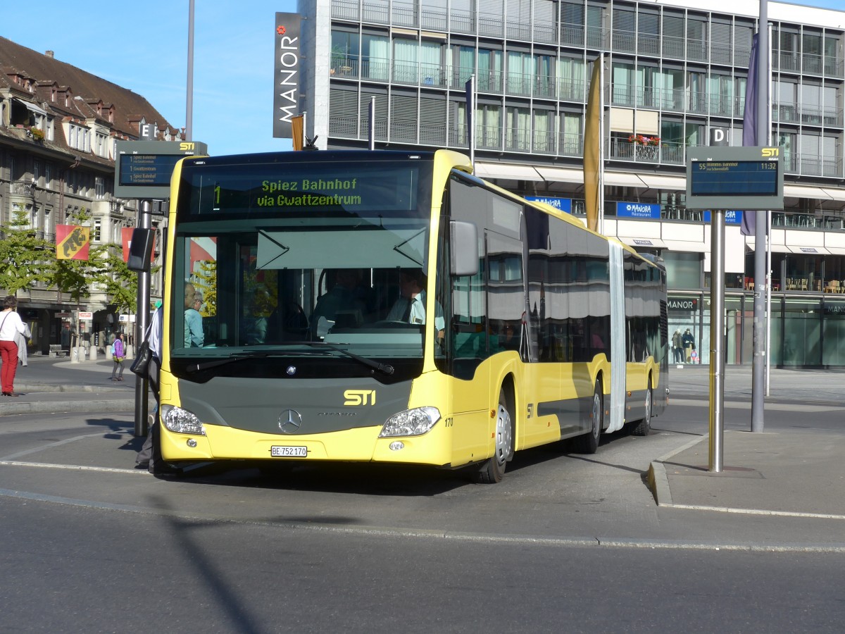 (156'422) - STI Thun - Nr. 170/BE 752'170 - Mercedes am 2. November 2014 beim Bahnhof Thun