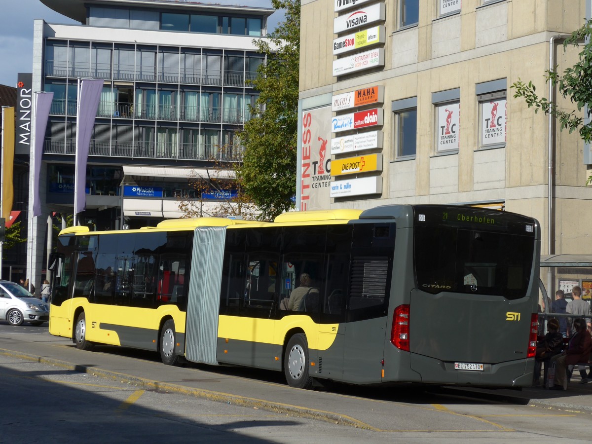 (156'423) - STI Thun - Nr. 170/BE 752'170 - Mercedes am 3. November 2014 beim Bahnhof Thun