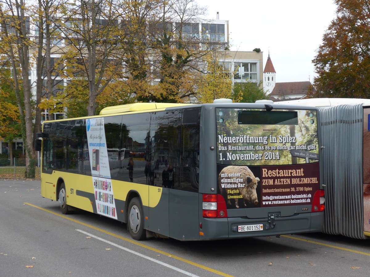 (156'484) - STI Thun - Nr. 152/BE 801'152 - MAN am 9. November 2014 bei der Schifflndte Thun