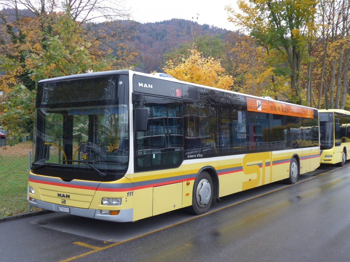 (156'489) - STI Thun - Nr. 111/BE 700'111 - MAN am 10. November 2014 bei der Schifflndte Thun