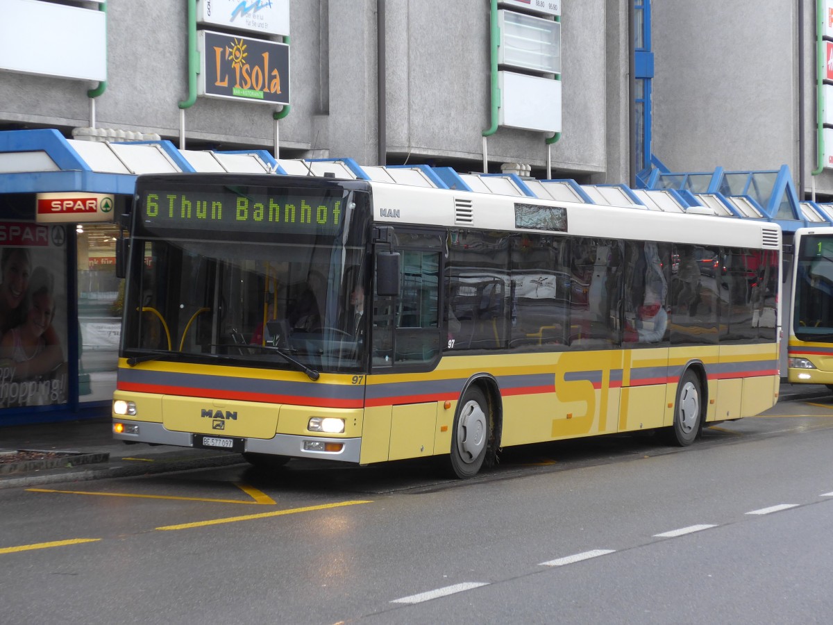 (156'491) - STI Thun - Nr. 97/BE 577'097 - MAN am 10. November 2014 in Thun, Postbrcke