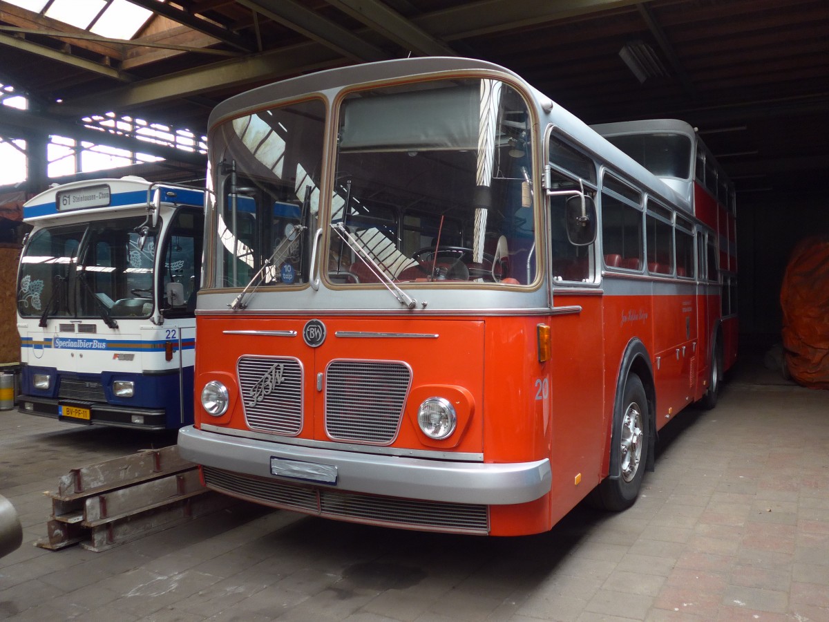 (156'932) - FRAM Drachten - Nr. 20 - FBW/Vetter-R&J Anderthalbdecker (ex Wespe, Altsttten; ex AFA Adelboden Nr. 4) am 20. November 2014 in Drachten, Autobusmuseum