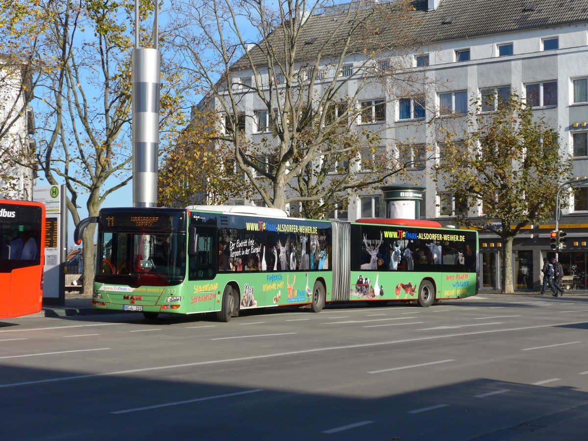 (157'155) - ASEAG Aachen - Nr. 312/AC-L 312 - MAN am 21. November 2014 beim Hauptbahnhof Aachen