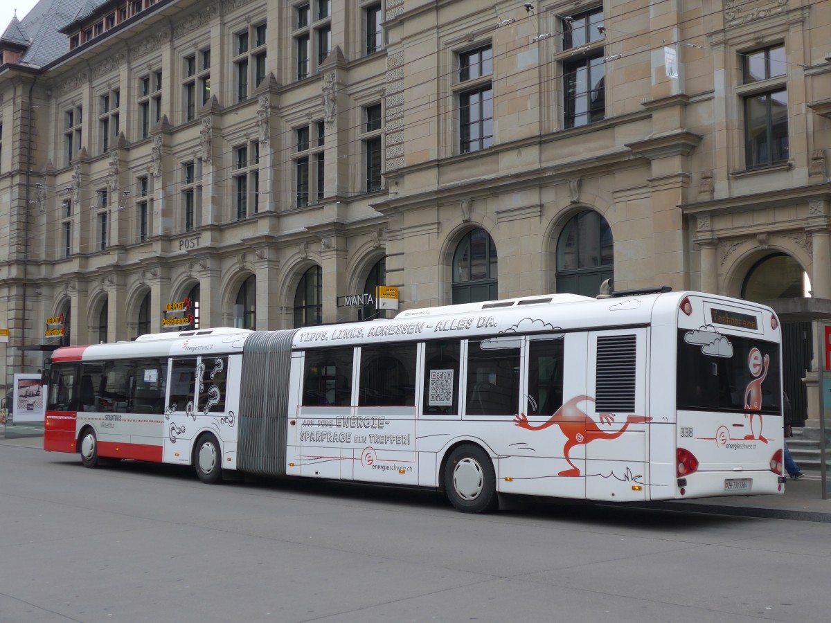 (157'529) - SW Winterthur - Nr. 338/ZH 730'338 - Solaris am 26. November 2014 beim Hauptbahnhof Winterthur