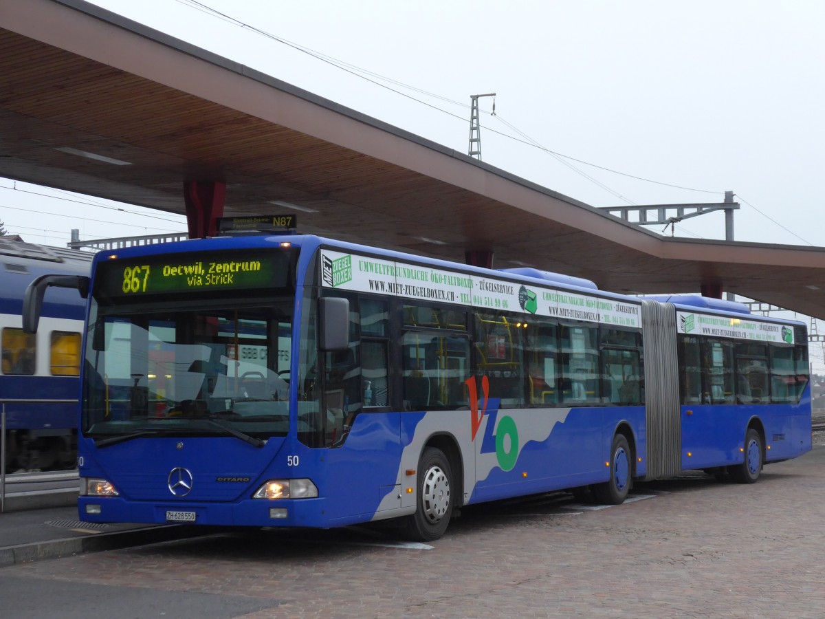 (157'559) - VZO Grningen - Nr. 50/ZH 628'550 - Mercedes am 26. November 2014 beim Bahnhof Wetzikon