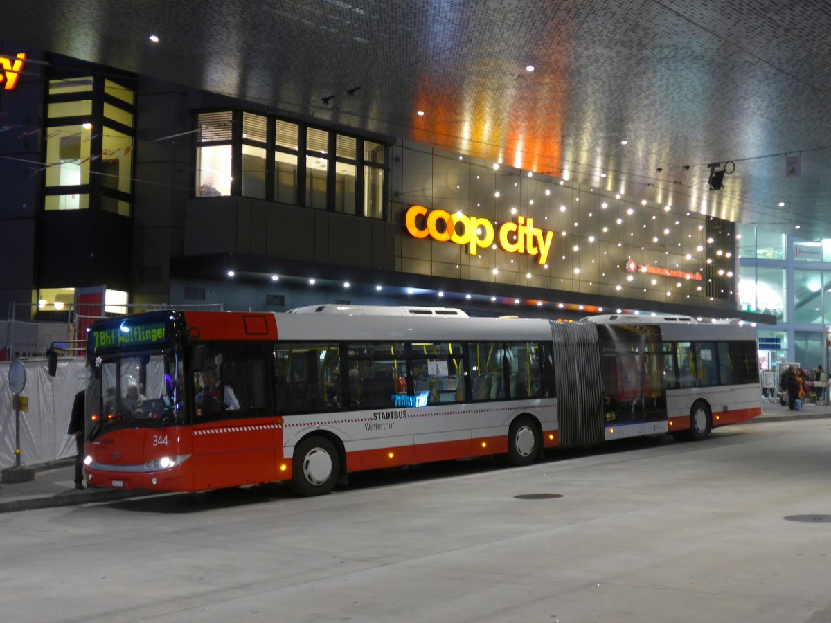 (157'567) - SW Winterthur - Nr. 344/ZH 745'344 - Solaris am 26. November 2014 beim Hauptbahnhof Winterthur