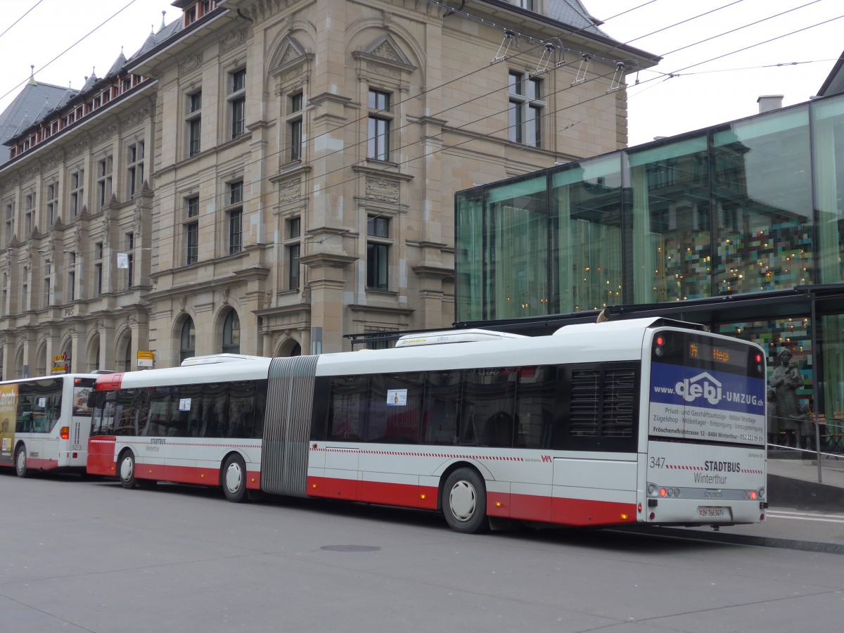 (157'617) - SW Winterthur - Nr. 347/ZH 766'347 - Solaris am 6. Dezember 2014 beim Hauptbahnhof Winterthur