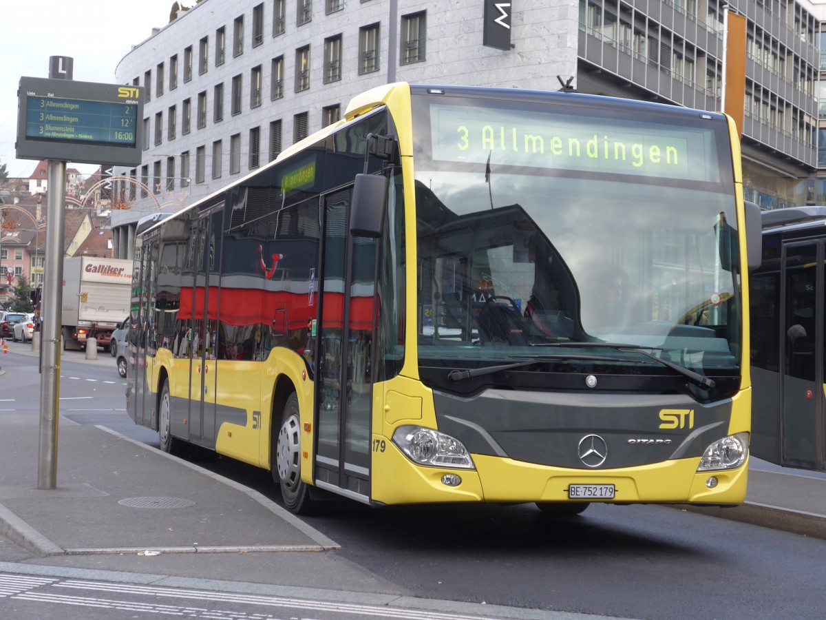 (157'822) - STI Thun - Nr. 179/BE 752'179 - Mercedes am 15. Dezember 2014 beim Bahnhof Thun