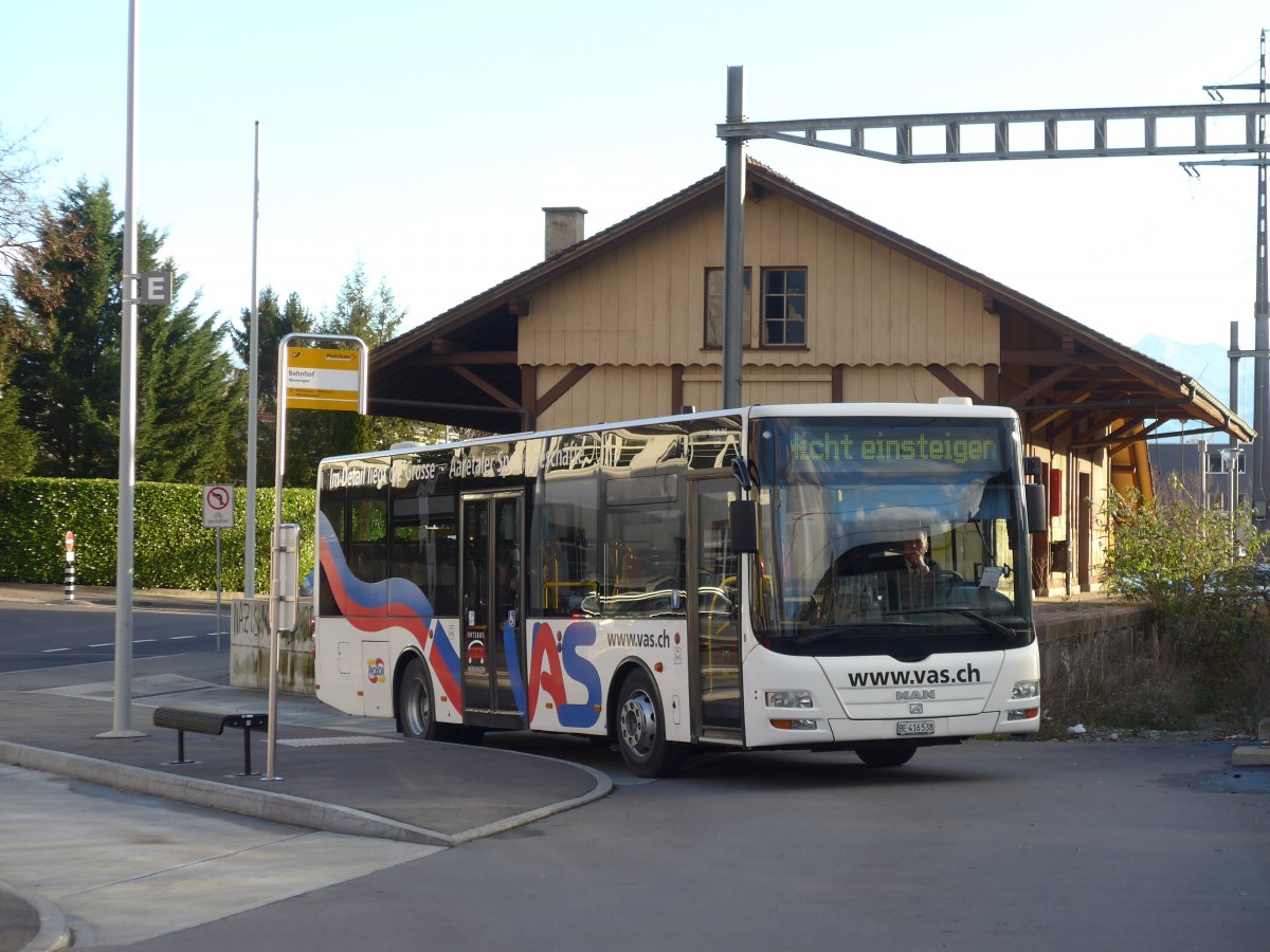 (157'853) - Lengacher, Mnsingen - Nr. 8/BE 416'538 - MAN am 20. Dezember 2014 beim Bahnhof Mnsingen