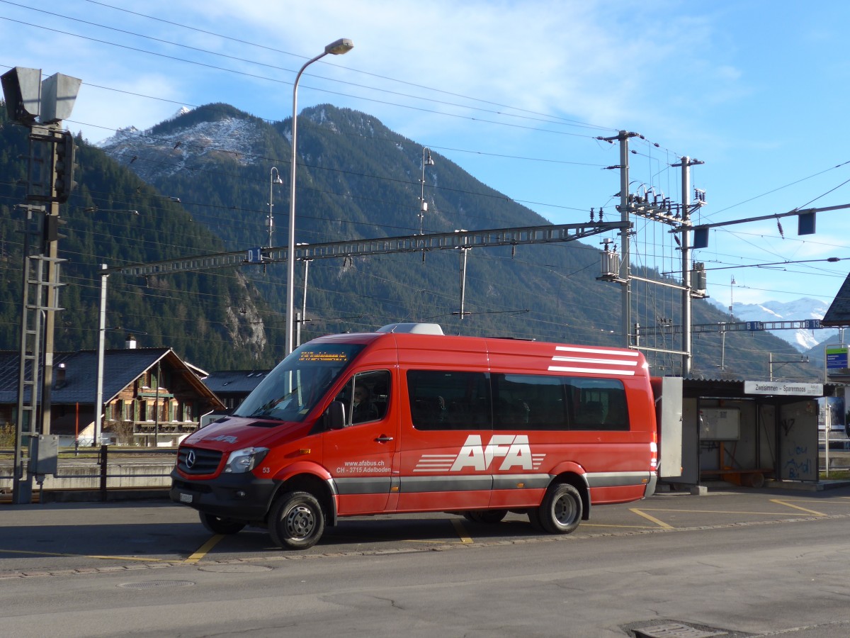 (157'860) - AFA Adelboden - Nr. 53/BE 210'631 - Mercedes am 21. Dezember 2014 beim Bahnhof Zweisimmen