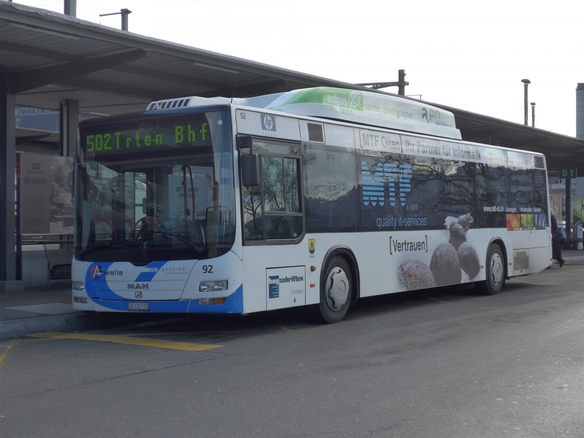 (157'963) - BOGG Wangen b.O. - Nr. 92/SO 120'518 - MAN am 26. Dezember 2014 beim Bahnhof Olten