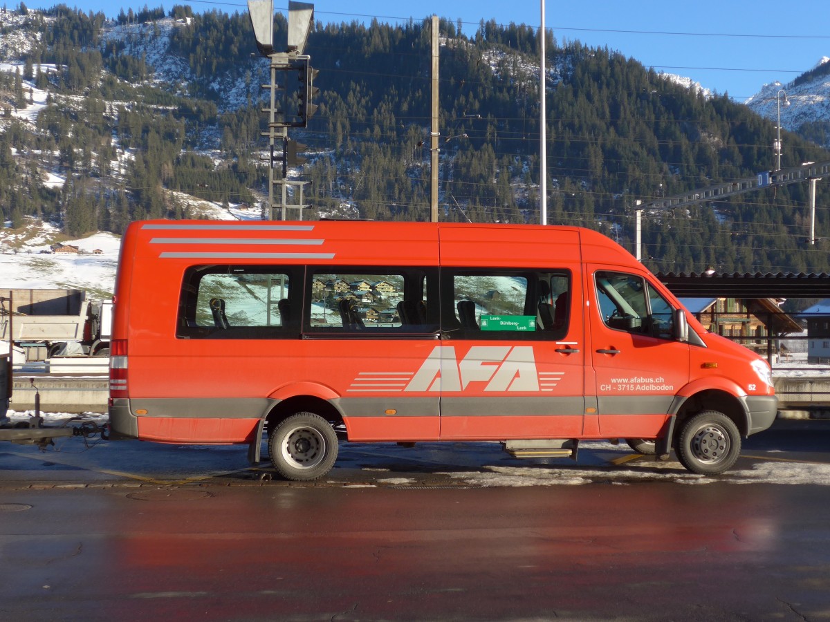 (158'241) - AFA Adelboden - Nr. 52/BE 611'129 - Mercedes am 5. Januar 2015 beim Bahnhof Zweisimmen