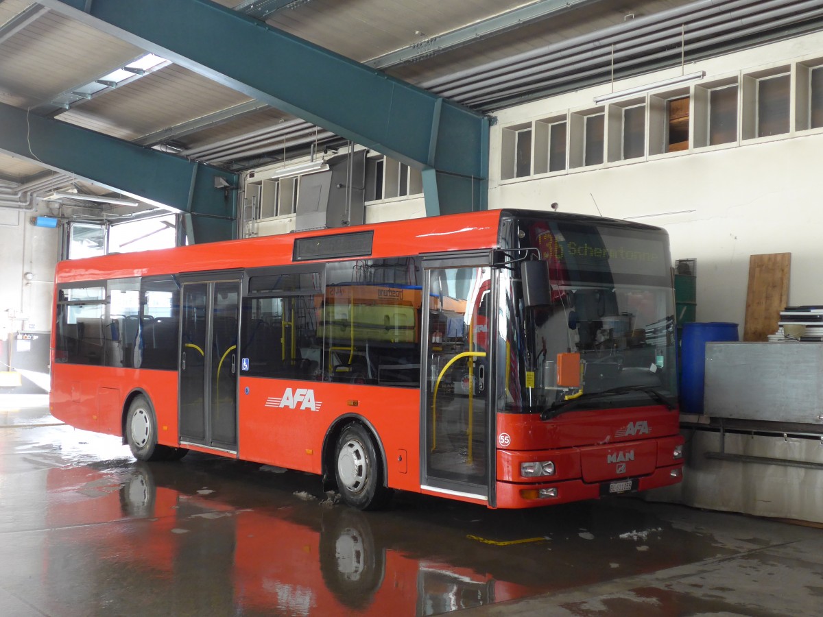 (158'324) - AFA Adelboden - Nr. 55/BE 611'055 - MAN/Gppel am 11. Januar 2015 im Autobahnhof Adelboden