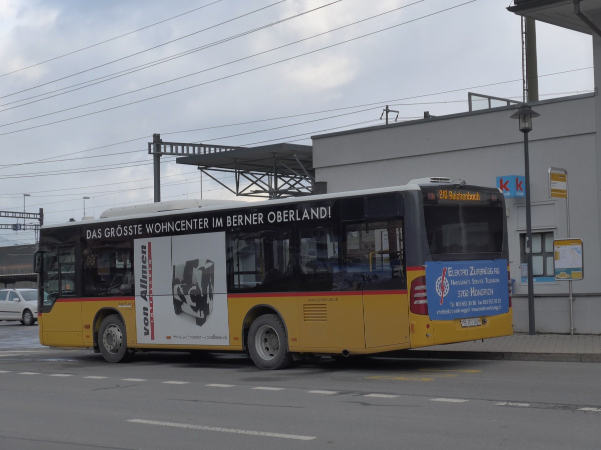 (158'386) - PostAuto Bern - BE 653'382 - Mercedes am 11. Januar 2015 beim Bahnhof Frutigen