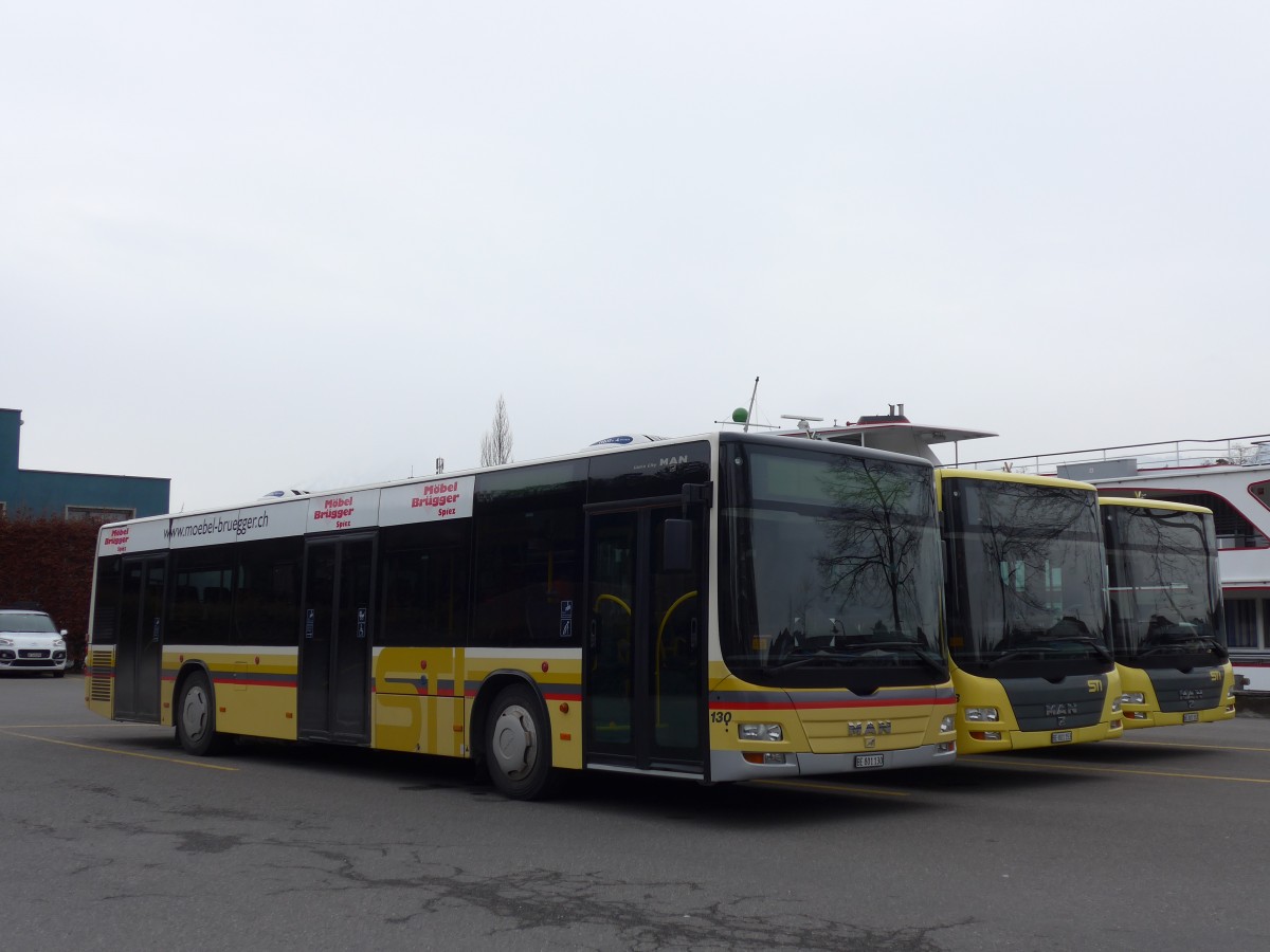 (158'452) - STI Thun - Nr. 130/BE 801'130 - MAN am 19. Januar 2015 bei der Schifflndte Thun