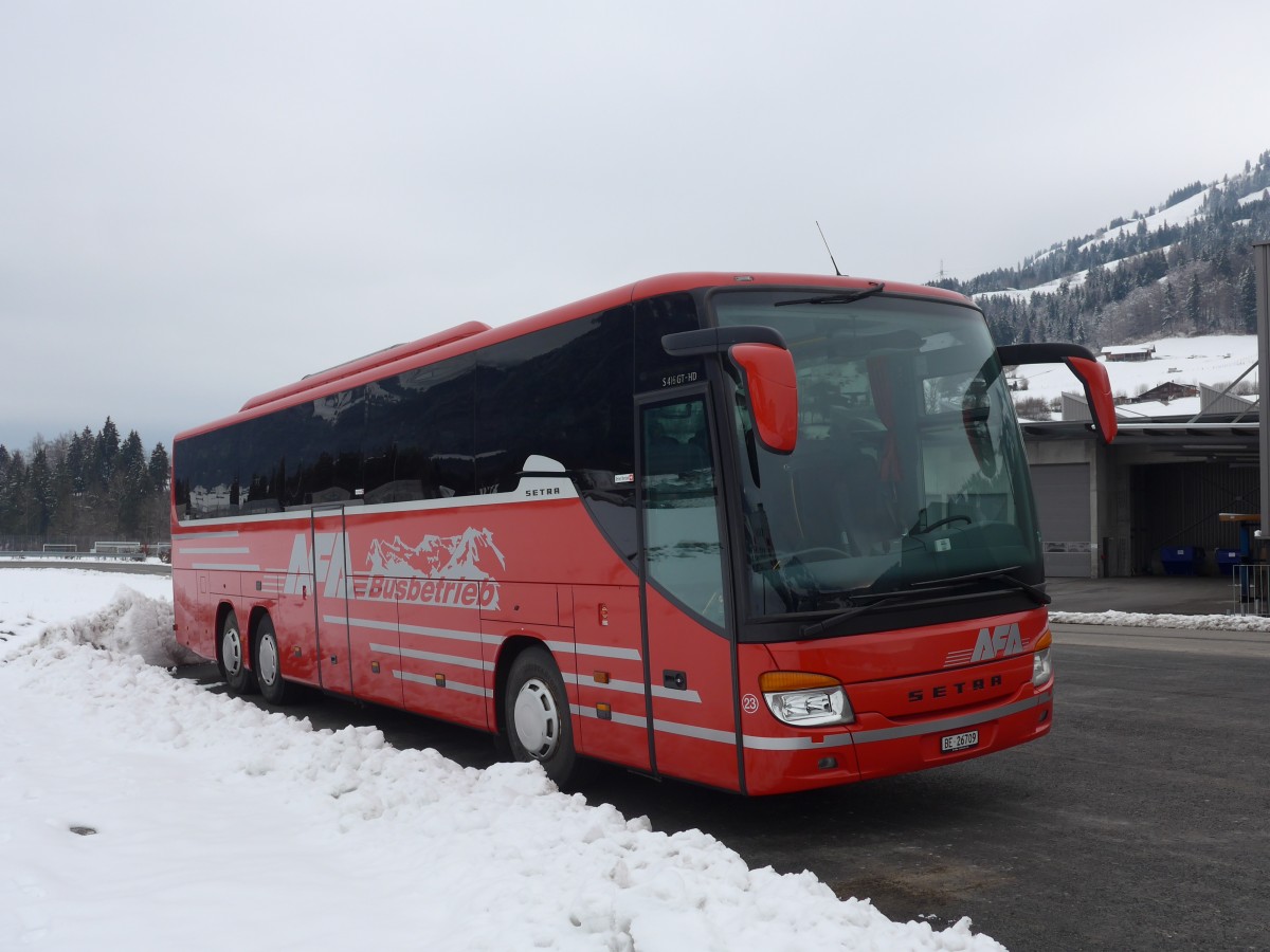 (158'474) - AFA Adelboden - Nr. 23/BE 26'709 - Setra (ex Blaguss, A-Wien Nr. 5402) am 24. Januar 2015 in Frutigen, Garage