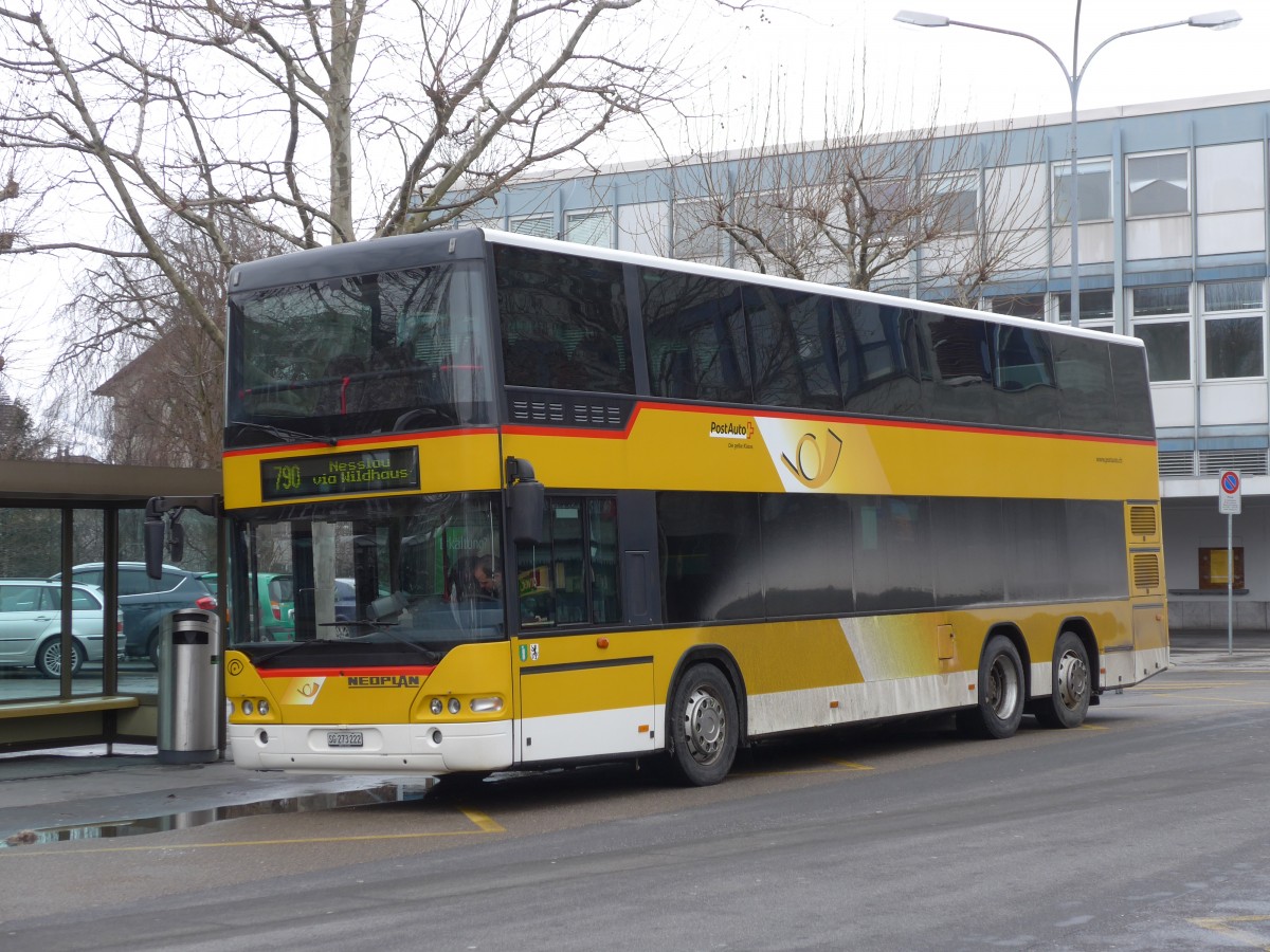 (158'558) - PostAuto Ostschweiz - SG 273'222 - Neoplan (ex P 27'021) am 1. Februar 2015 beim Bahnhof Buchs