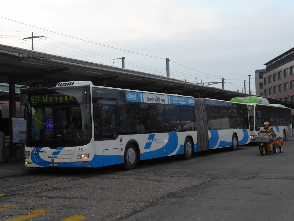 (158'579) - BOGG Wangen b.O. - Nr. 53/SO 78'758 - MAN am 4. Februar 2015 beim Bahnhof Olten