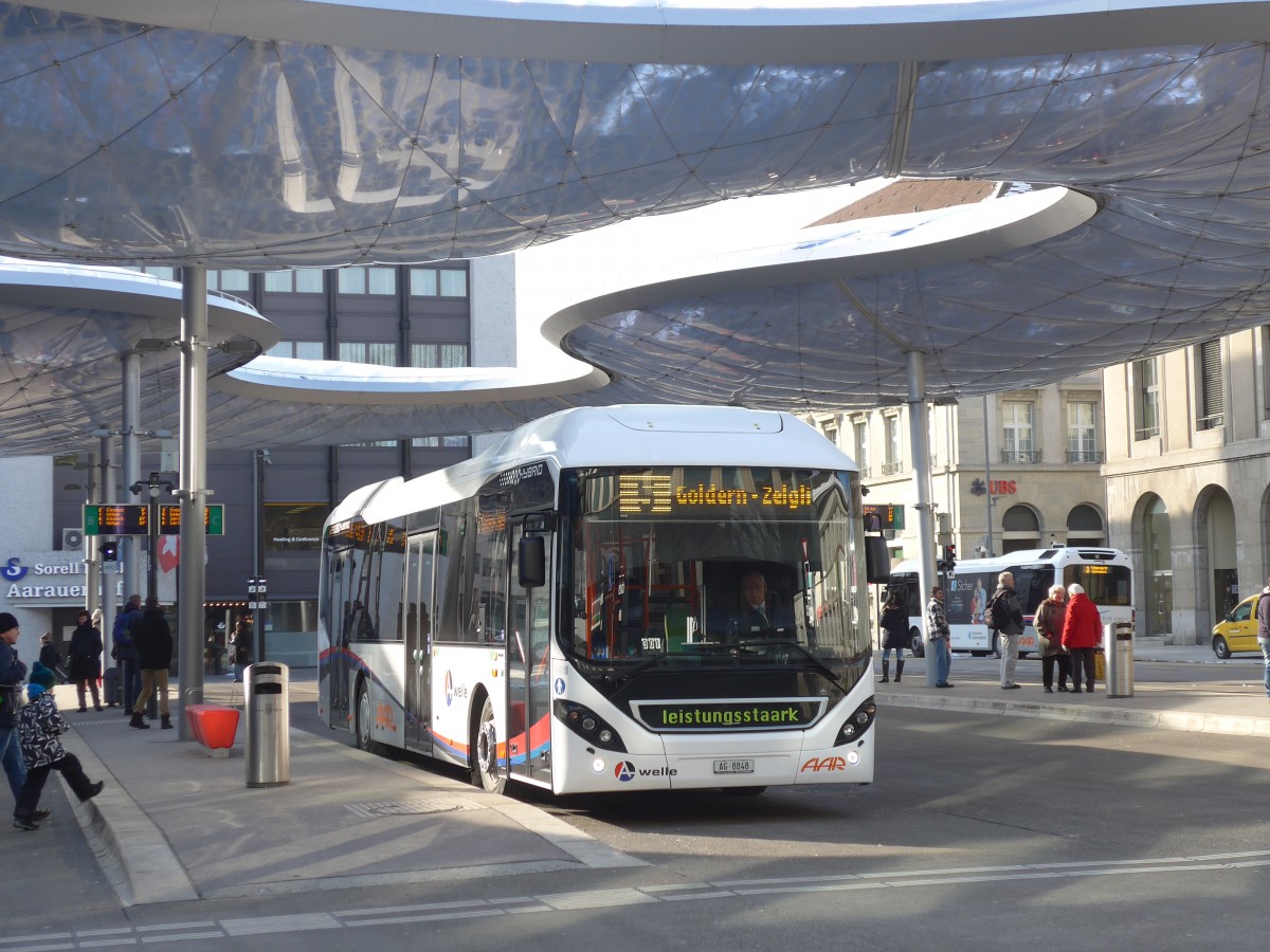 (158'609) - AAR bus+bahn, Aarau - Nr. 48/AG 8848 - Volvo am 4. Februar 2015 beim Bahnhof Aarau