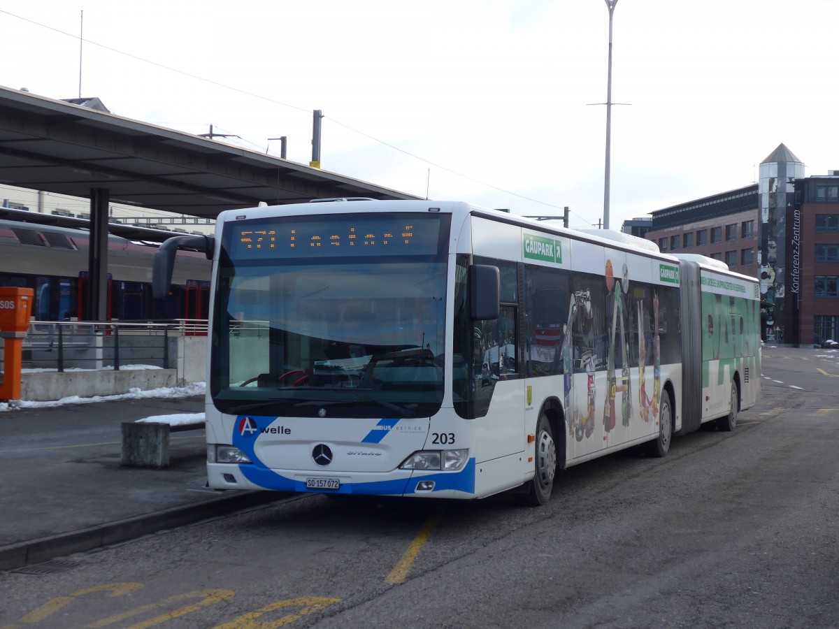 (158'618) - BOGG Wangen b.O. - Nr. 203/SO 157'072 - Mercedes am 4. Februar 2015 beim Bahnhof Olten