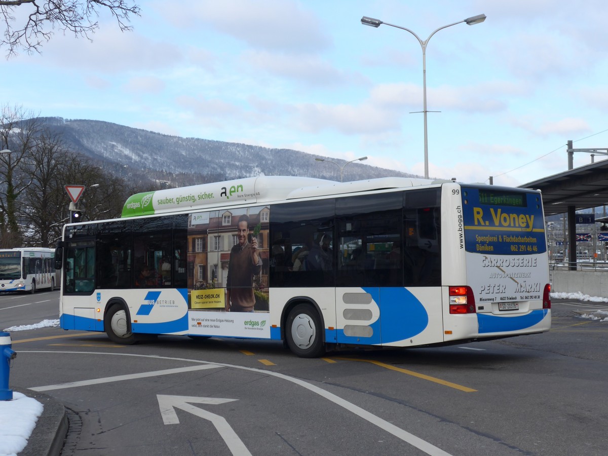 (158'626) - BOGG Wangen b.O. - Nr. 99/SO 20'378 - MAN am 4. Februar 2015 beim Bahnhof Olten