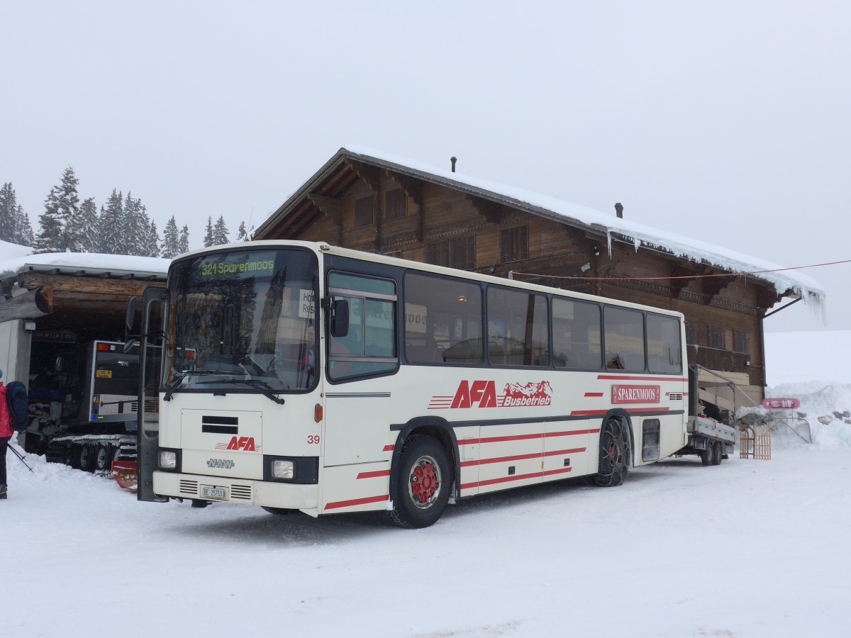 (158'651) - AFA Adelboden - Nr. 39/BE 25'753 - NAW/R&J (ex Nr. 18; ex Autopostale, Mendrisio Nr. 38; ex Piotti, Balerna Nr. 38; ex AAGI Interlaken Nr. 38; ex Schmocker, Beatenberg Nr. 3) am 8. Februar 2015 in Zweisimmen, Sparenmoos