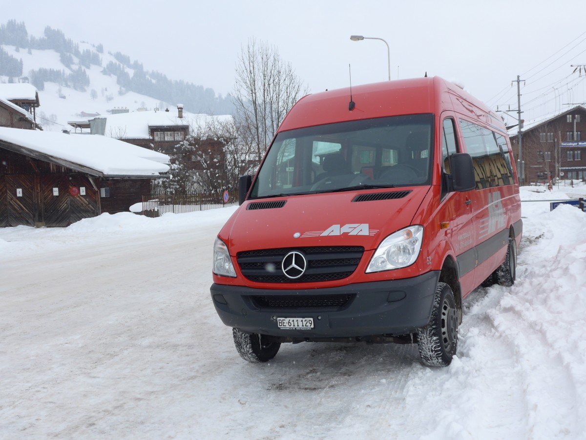 (158'668) - AFA Adelboden - Nr. 52/BE 611'129 - Mercedes am 8. Februar 2015 beim Bahnhof Zweisimmen