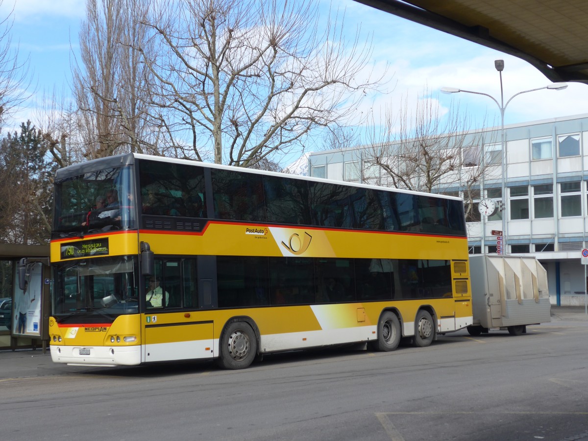 (158'702) - PostAuto Ostschweiz - SG 273'221 - Neoplan (ex P 27'020) am 14. Februar 2015 beim Bahnhof Buchs