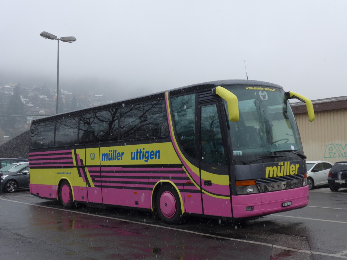 (158'883) - Mller, Uttigen - BE 450'222 - Setra am 27. Februar 2015 in Thun, Seestrasse