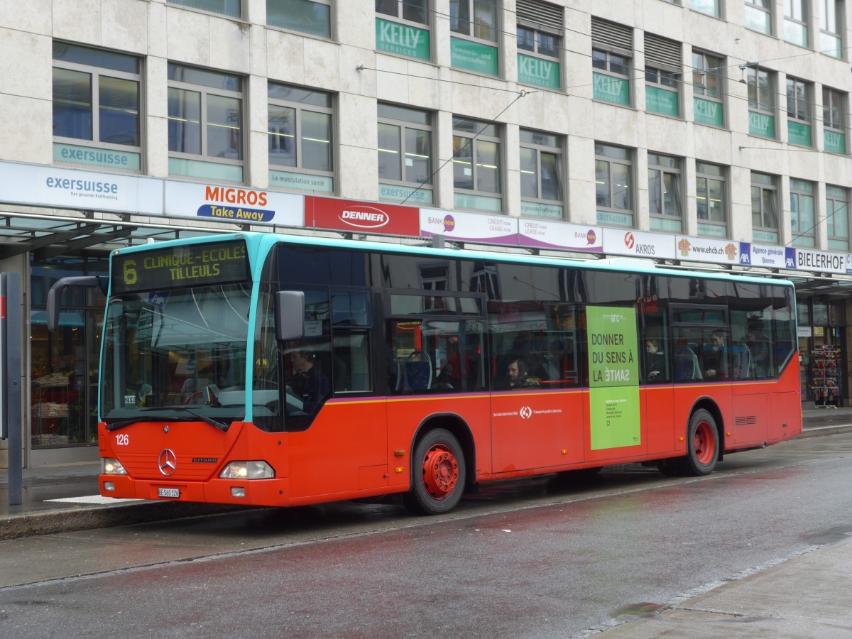 (158'969) - VB Biel - Nr. 126/BE 560'126 - Mercedes am 2. Mrz 2015 in Biel, Guisanplatz