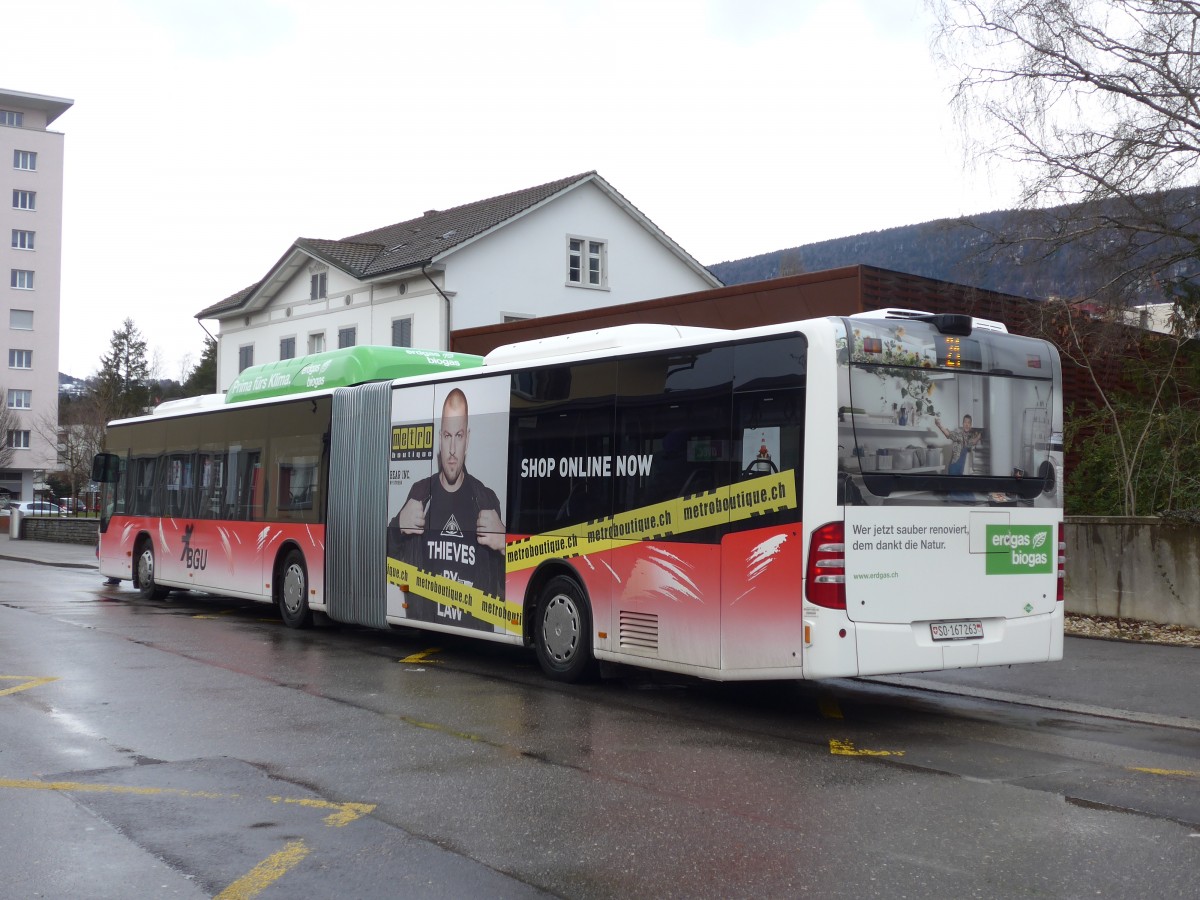 (159'001) - BGU Grenchen - Nr. 28/SO 167'263 - Mercedes am 2. Mrz 2015 beim Bahnhof Grenchen Sd