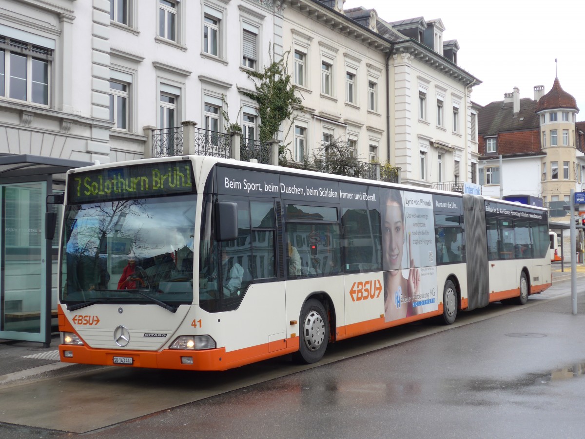 (159'014) - BSU Solothurn - Nr. 41/SO 143'441 - Mercedes am 2. Mrz 2015 beim Hauptbahnhof Solothurn