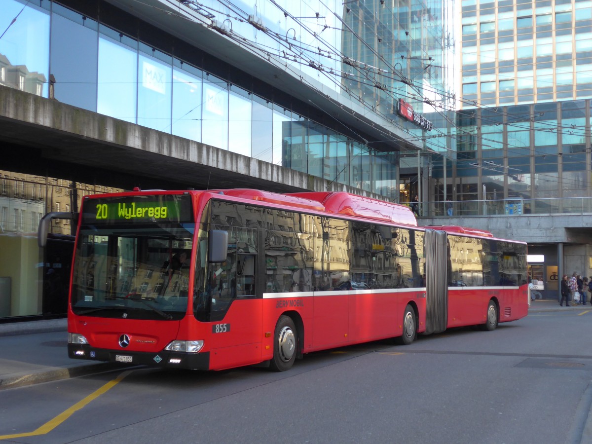 (159'063) - Bernmobil, Bern - Nr. 855/BE 671'855 - Mercedes am 9. Mrz 2015 beim Bahnhof Bern