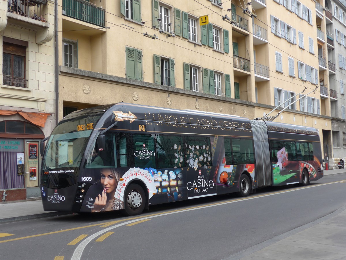 (159'115) - TPG Genve - Nr. 1609 - Van Hool Gelenktrolleybus am 14. Mrz 2015 in Genve, Jonction