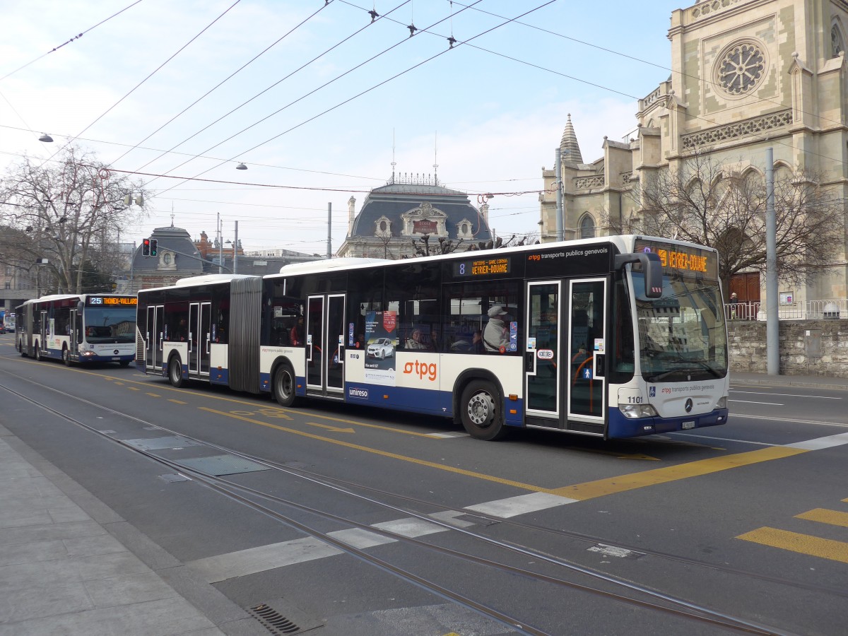 (159'125) - TPG Genve - Nr. 1101/GE 960'851 - Mercedes am 14. Mrz 2015 in Genve, Place des Vingt-Deux-Cantons