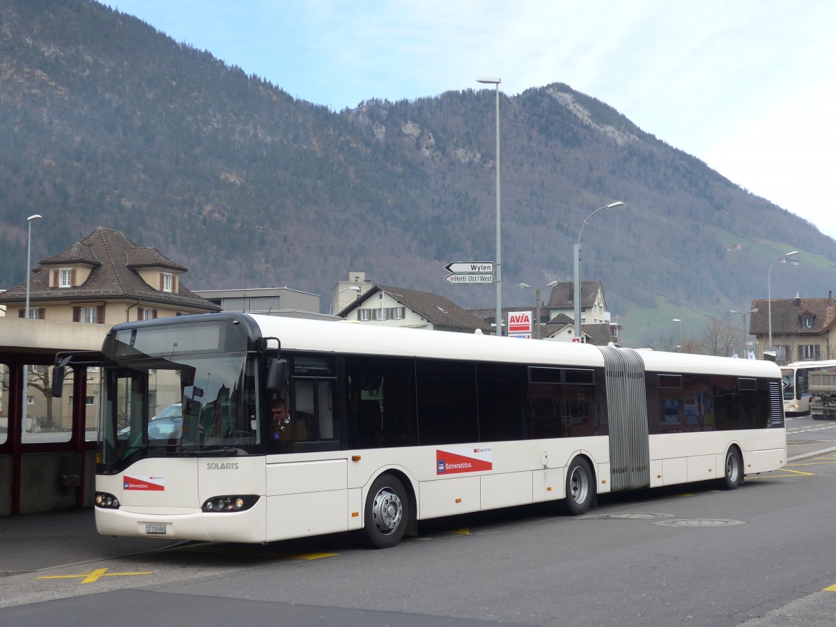 (159'252) - AAGS Schwyz - Nr. 86/SZ 118'686 - Solaris (ex VR La Chaux-de-Fonds Nr. 262) am 17. Mrz 2015 beim Bahnhof Brunnen