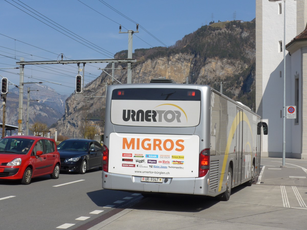 (159'309) - AAGU Altdorf - Nr. 57/UR 9347 - Setra am 18. Mrz 2015 in Flelen, Hauptplatz