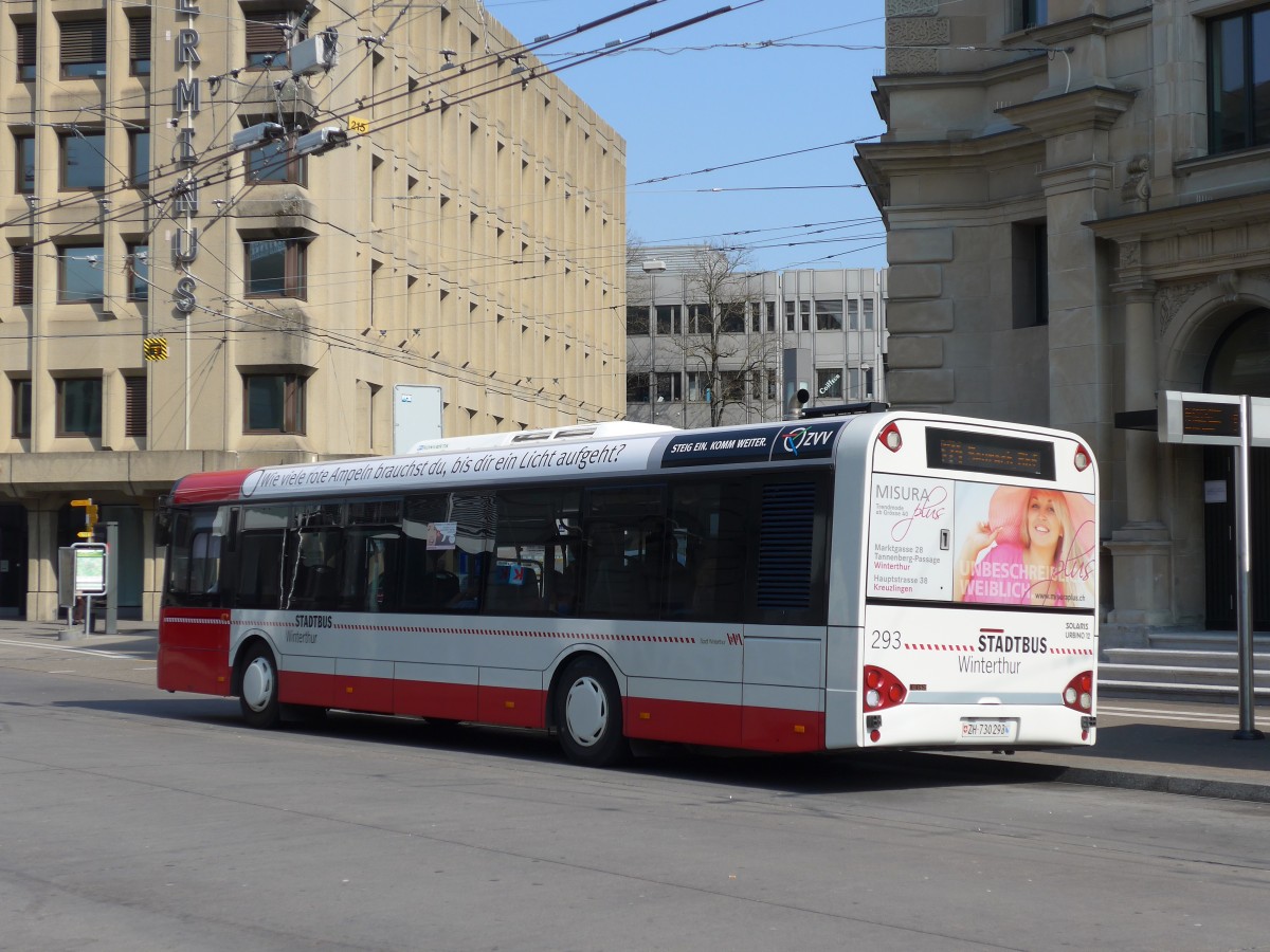 (159'419) - SW Winterthur - Nr. 293/ZH 730'293 - Solaris am 19. Mrz 2015 beim Hauptbahnhof Winterthur